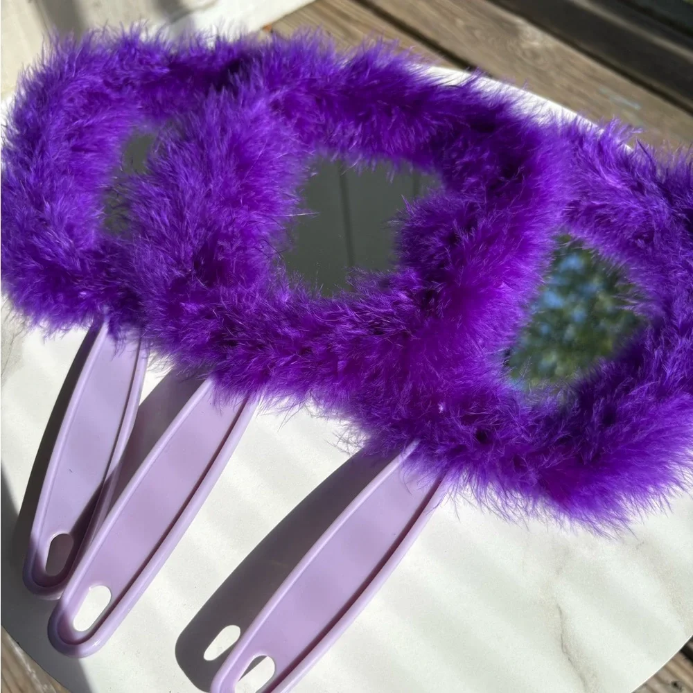 Purple Feather Hand Mirror